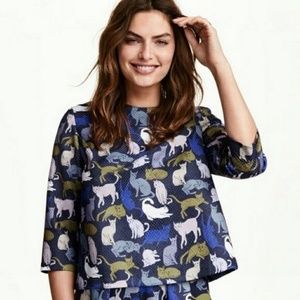  Cat print blouse